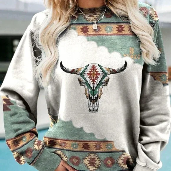 Multicolor Casual Women's Printed Sweatshirt - Picture 2 of 4